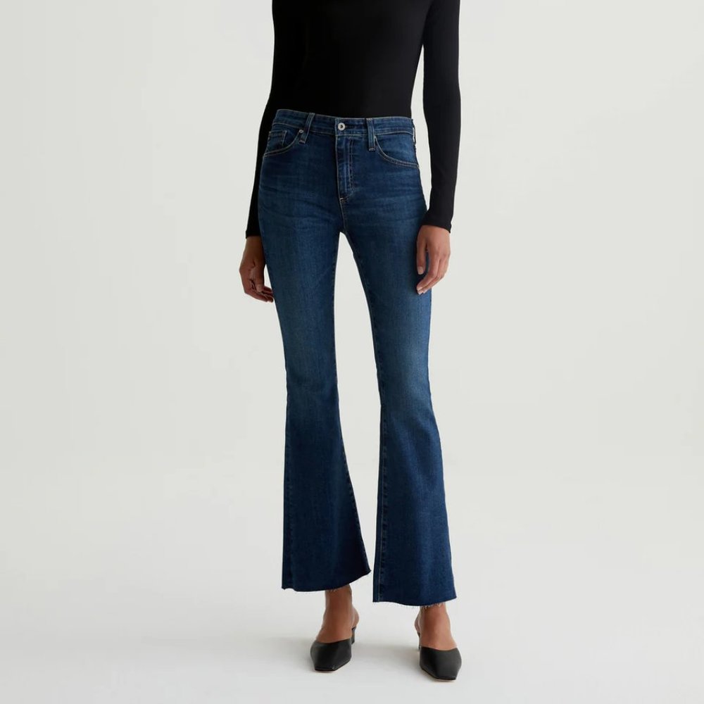 NEW AG Jeans Farrah Unhemmed Bootcut Denim Jeans - High Rise in Indigo 252 - Picture 9 of 9